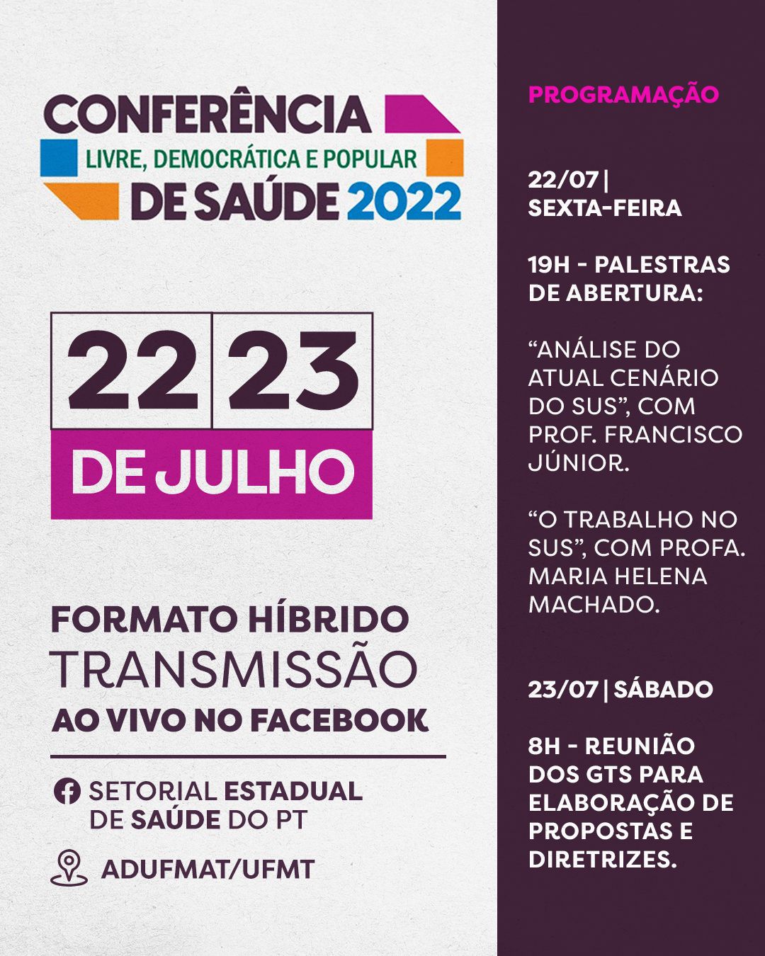 Conferência Livre Democrática e Popular de Saúde 2022 do Mato Grosso