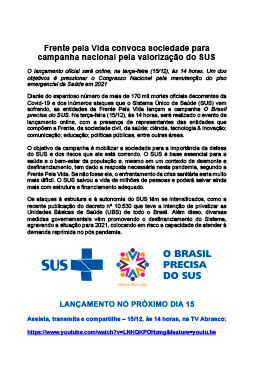 Release oficial campanha O Brasil Precisa do SUS